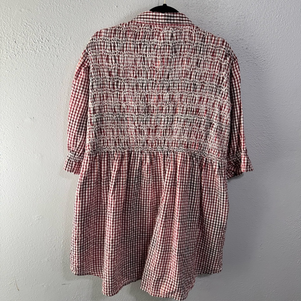 Free People Red and White Checkered gingham tunic Top large - Picture 5 of 8